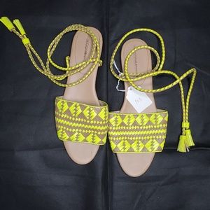 Neon Green Rebecca Minkoff Baha Wrap Up Sandal